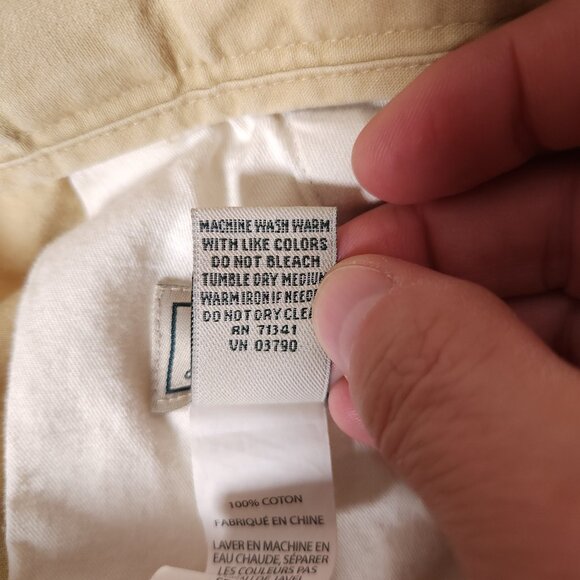 LL Bean Cargo Pants Mens 35x32 (~32x28.5) 100% Cotton Light Yellow RUNS SMALL - Picture 14 of 15